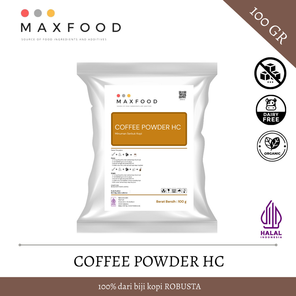 

MAXFOOD - Pure Coffee Powder HC / Bubuk Kopi Murni HC Robusta Tanpa Ampas 100 GR