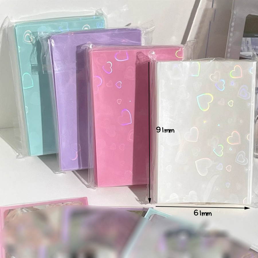 

SKYSONIC 50pcs Kpop Card Sleeves 61x91mm 20C New Heart Holder For Holo Postcards Top Load Films Photocard Game Cards Protector