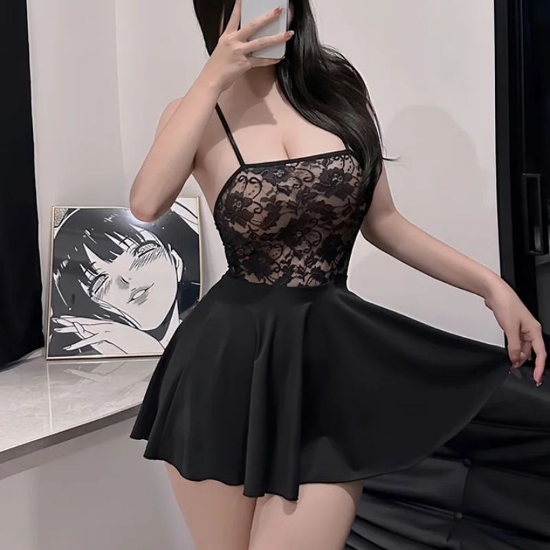 Lingerie Tali Ring Gaun Wanita Transparan
