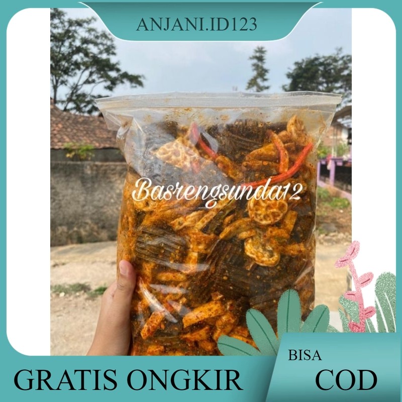 

SEBLAK CAMPUR 1KG /SEBLAK MIX Basreng/kerupuk beton/kerupuk jengkol/kerupuk pedo pedas Daun jeruk