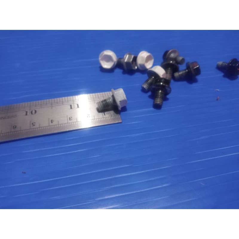 baut M6 X 1,5 cm tau baut 10 topi warna hitam putih original