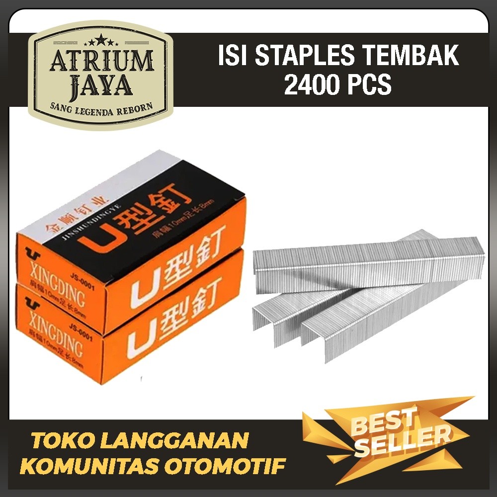 

Isi Staples Tembak Motor Kayu Isi Stapler Refill Gun tacker Steples Baja 2400 pcs Kuat Kokoh