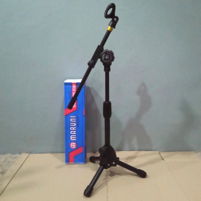 Stand Mic Pendek Black Besi Tebal Plus Holder Mic