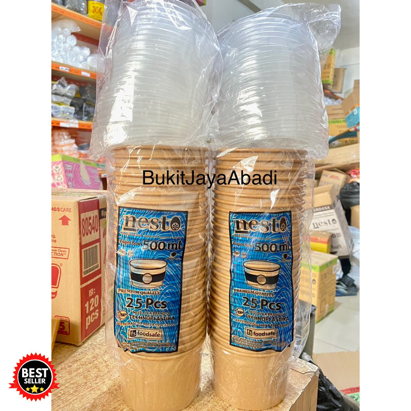 Paper Bowl Mangkok Kertas Nasi Kraft Coklat Foodgrade 500ml