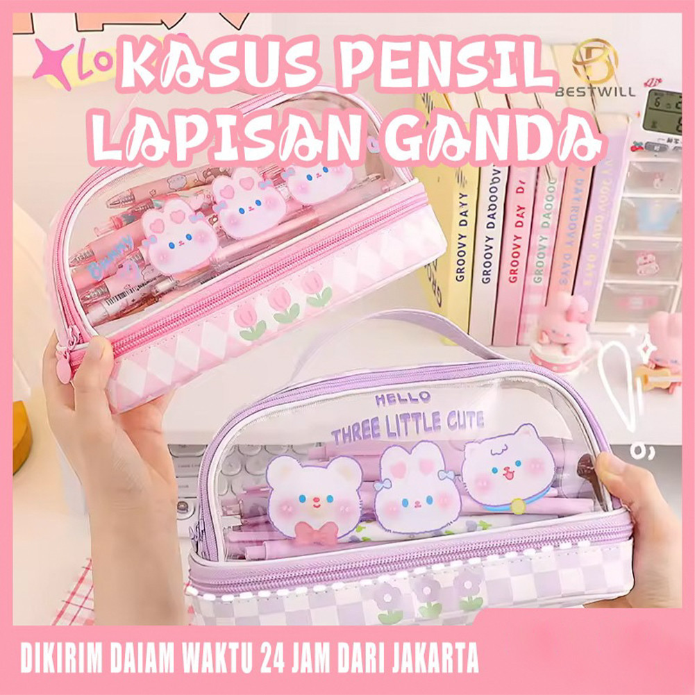 

Pen Bag Tas Pensil Storage Bag Tempat Pensil Besar untuk Mahasiswa SMA Junior Lucu Kartun Baru Kapasitas Portable Cute Murid Kotak Pensil Pencil Case Simple Anak Esthetis Stationery Box Transparan PVC