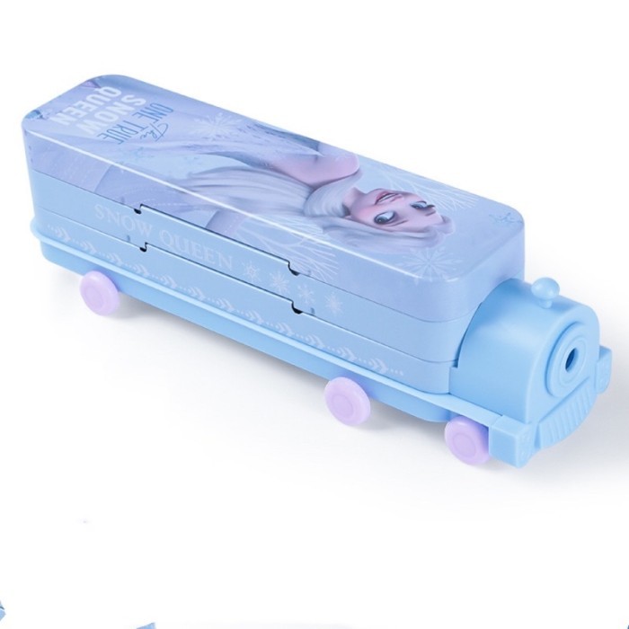 

BEST[Promo] disney pencil case train shape two layers kotak pensil bentuk kereta - Frozen blue