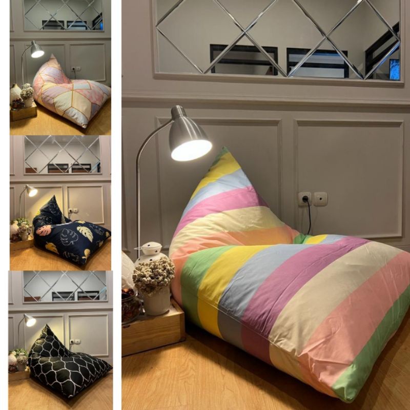 fk42ws BEAN BAG TERMURAH TRIANGLE SOFABED DEWASA LARGE TERMASUK ISI SIAP PAKAI