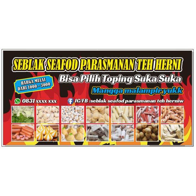 Spanduk Seblak Prasmanan | Spanduk Seblak Parasmanan Bisa Custom Desain Suka-suka - CingWangPrint