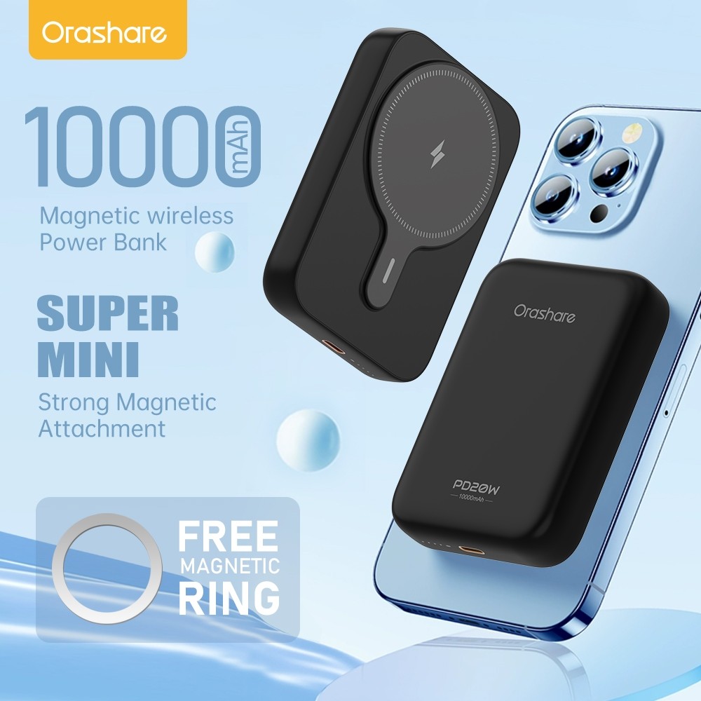 Orashare MG10 Powerbank Magnetic10000 mAh Wireless PD 20W Fast Charging Type C Power Bank