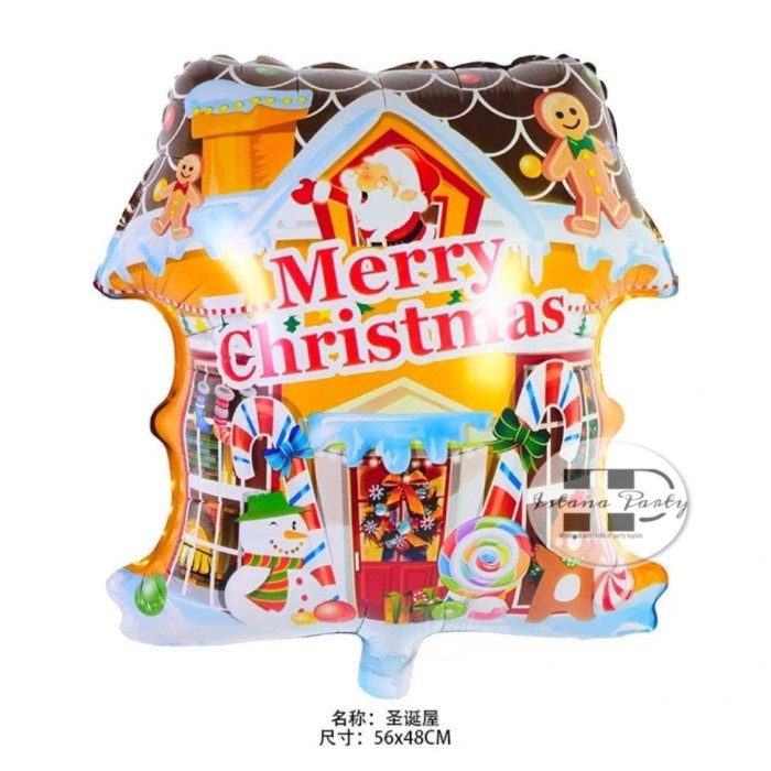 Balon Foil Rumah / Balon Natal / Balon Xmas House