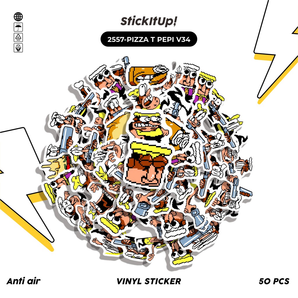 

COD✨ 50 Pcs Stiker Pack PIZZA T PEPI V34 Lucu Aesthetic Vynil Waterproof untuk Freebies Sticker Buku Journal Casing HP Laptop