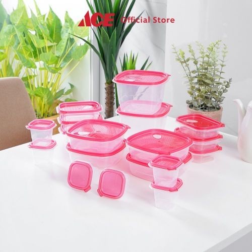 ACE - Krishome Set 18 Pcs Wadah Makanan - Merah