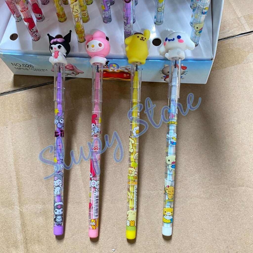 

SLP set isi 2 pc Pensil susun My Melody Kuromi Pompompurin Cinnamoroll Mickey Minnie Mouse
