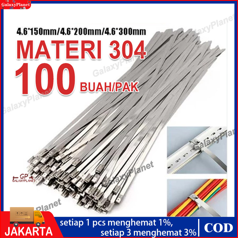 100PCS Kabel Ties / Kabel Tis Stainless Panjang Stainless Cable Ties/Cable Ties Stainless/Cable Tie