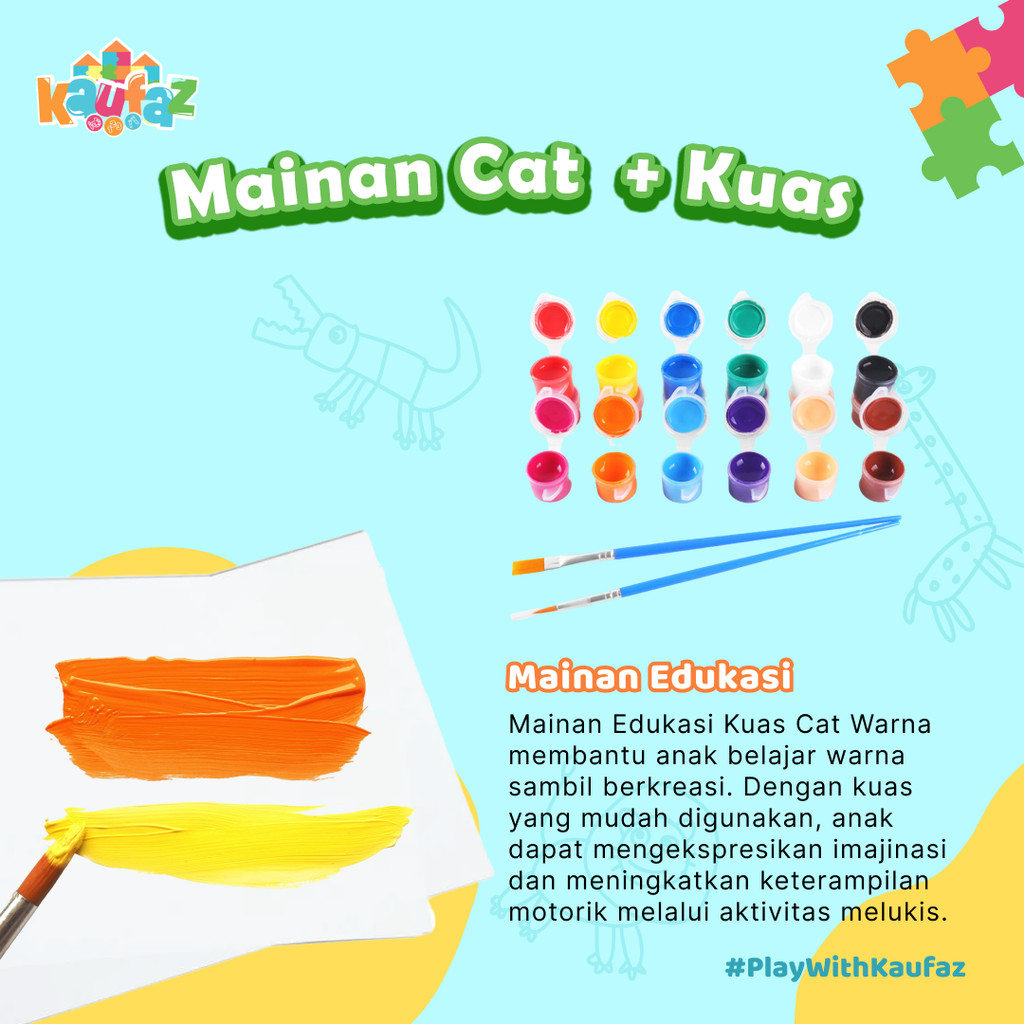 

KAUFAZ Mainan Edukasi Kuas + Cat Isi 6 Warna
