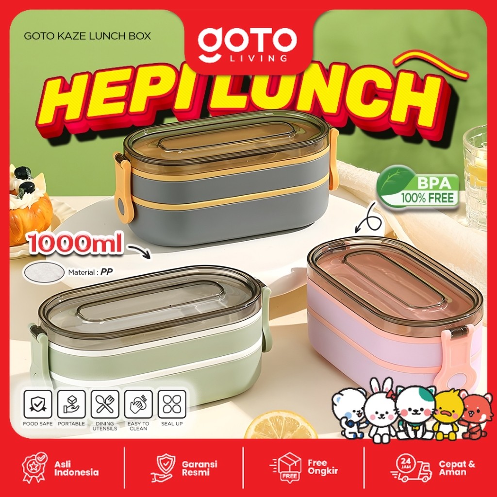 Goto Kaze Lunch Box Mini Tempat Bekal Makan Set 2 Tingkat Aesthetic