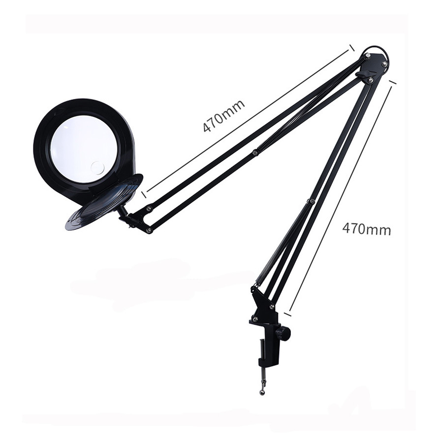 

3X 5X 8X 10X Magnifying Glass Lamp with Clamp Adjustable Swivel Arm Big Lens Desk Lamp for Reading,Craft, Hobby,Close Work