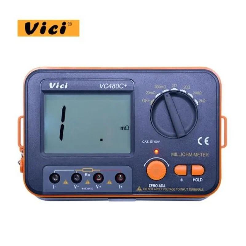 Vici VC480C+ LCD Digital Milli-ohm Meter Resistance Tester 4 Wire Ohm Test Meter Milliohmmeter 0.01 