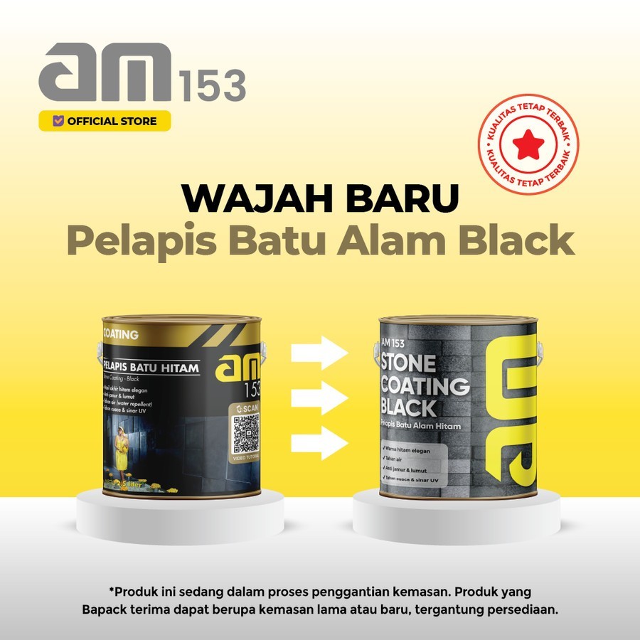 Cat Batu Alam Hitam Glossy Area Kering Dan Basah AM 153 Coating Hitam GLossy Coating Black GLossy