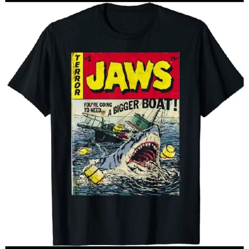 KAOS DISTRO JAWS -  DESAIN RETRO VINTAGE, HOROR  SHARK MOVE