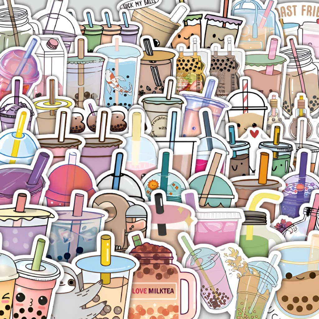 

Stiker Cutting Pack Stiker Minuman Boba Lucu Isi 100Pcs Series Aesthetic Lucu Keren Untuk Koper Bahan Vynil