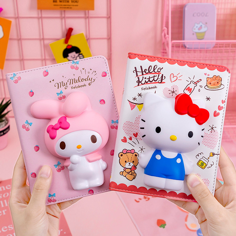 

Cute Cartoon Anime Surrounding My Melody Hello Kitty Doll Model Cartoon Notebook Student Learning Decompression Notebook