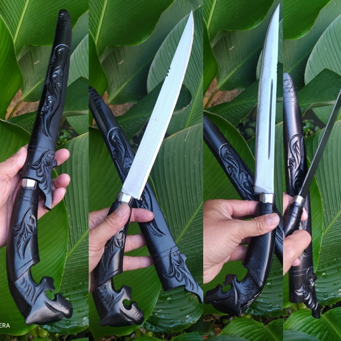 (COD) Golok Serbaguna Baja Ukir Macan Hitam 30 cm (AMAN SAMPE TUJUAN)
