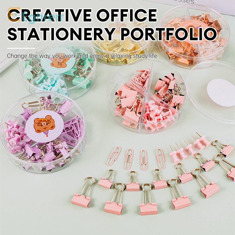 

Eeghrerr Macaron Colored Long Tail Clip Office Stationery Set Foldback Clip Paper Clip Set Thumbtack