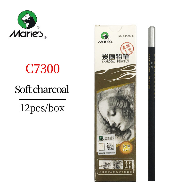 

Marie's 6/12pcs Professional Sketch Charcoal Pencil Soft/Medium/Hard/Extra-soft Drawing Charcoal Pens Art Supplies C7300/7360