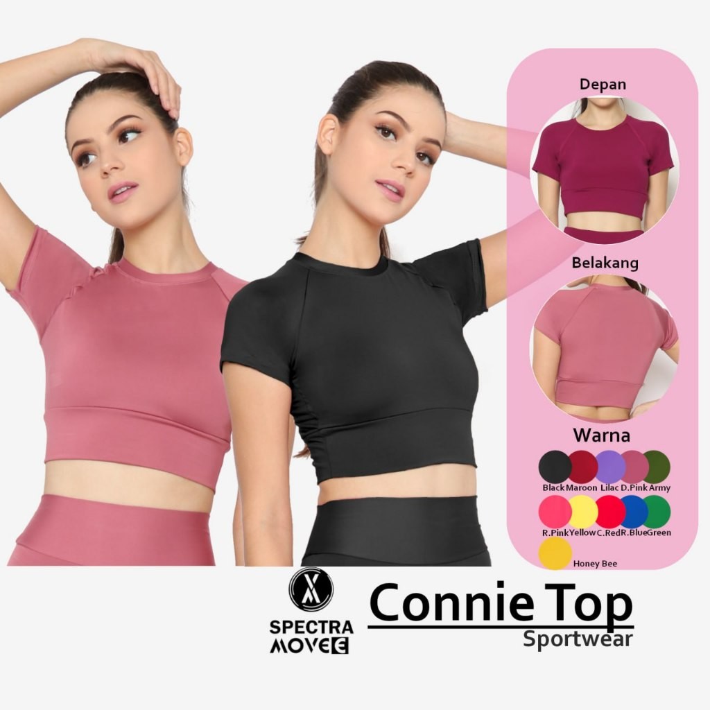 Baju senam CONNIE TOP kaos crop atasan senam baju zumba kaos senam baju sport bandung