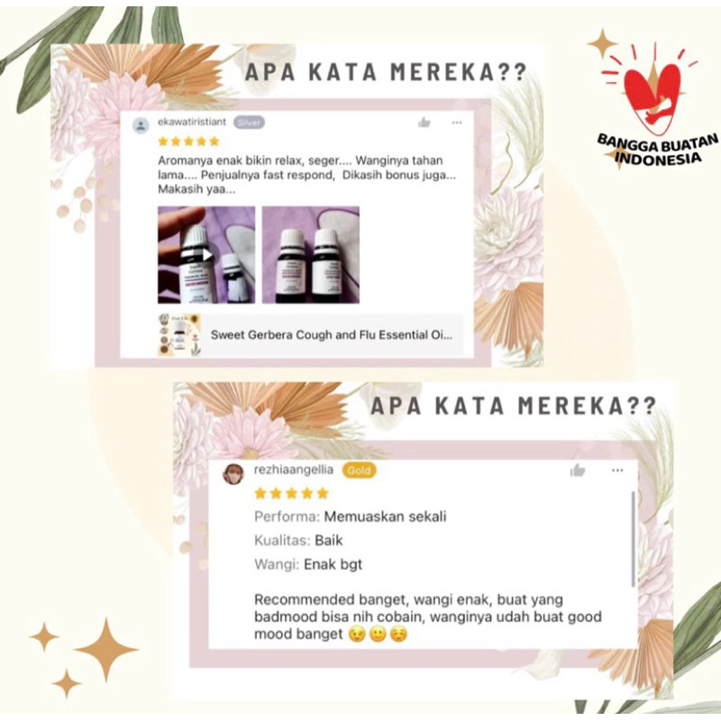 JAMIN MURAH PAKET DIFFUSER 500 ML + 4 ESSENTIAL OIL | Sweet Gerbera Cough Flu Batuk Flu Immune boost
