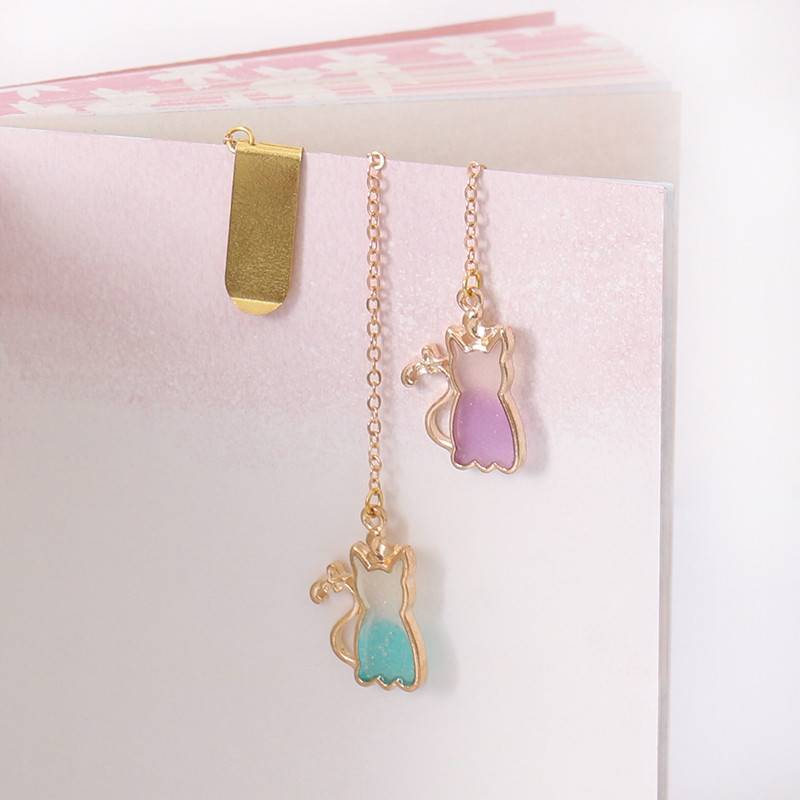 

TUTU Cute Cartoon Animals Metal cat bookmark Bookmarks For Books Student Stationery School Office Supply Paper Clip H0439