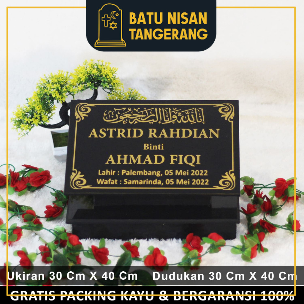 BNT - Batu Nisan Dudukan Maesan Makam Nissan Kijing Full Set Granit Hitam Putih Lengkap Marmer Keram