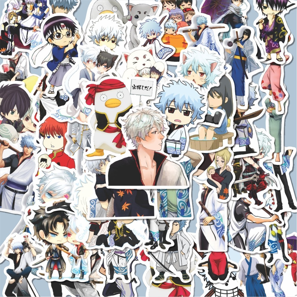 

100PCS Lucu Sticker Anime Gintama Stiker Aesthetic Stiker Anti Air Stikers Berperekat Waterproof sticker decal buat Motor Helm Buku Journal Koper Casing HP Laptop Botol Minum Hadiah anak