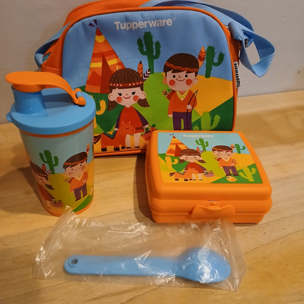 New Junior Bento Tupperware - Lunch Box Set (Dengan Tas Bekal)Premium