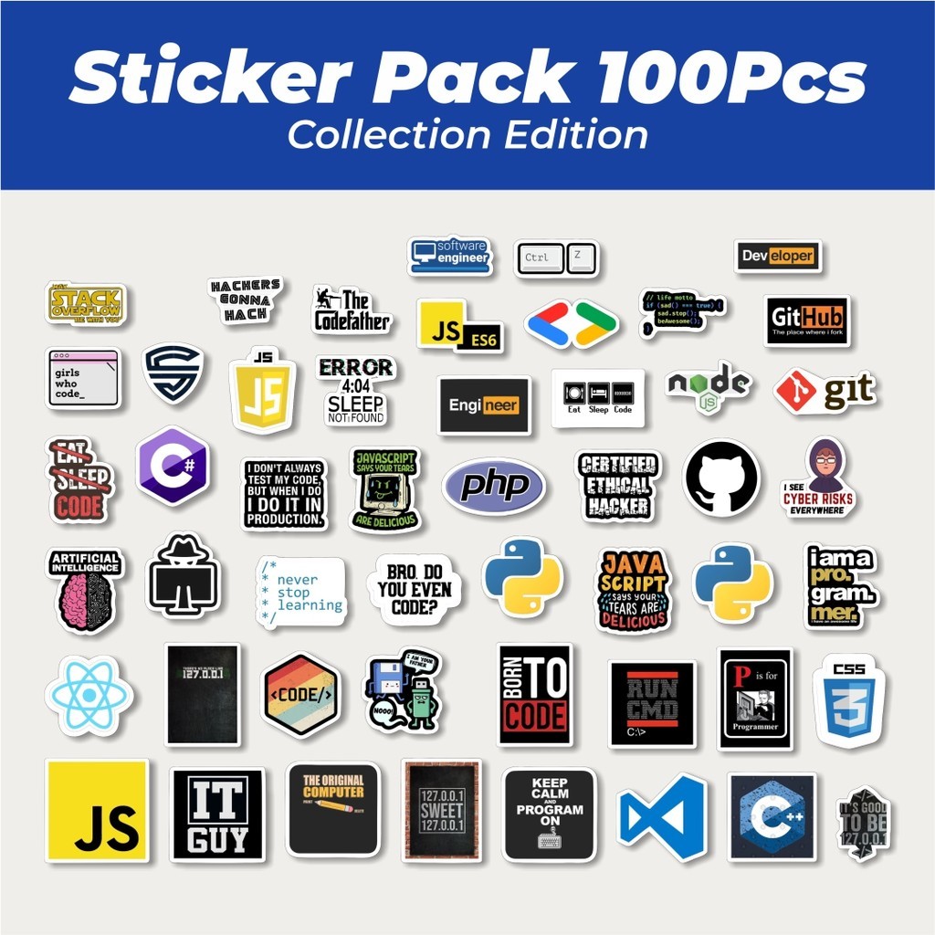 

Hot Stiker Programmer Slang Lucu Anti Air Stikers Berperekat Waterproof Sticker Decal Buat Motor Helm Buku Journal Koper Casing HP Laptop Botol Minum
