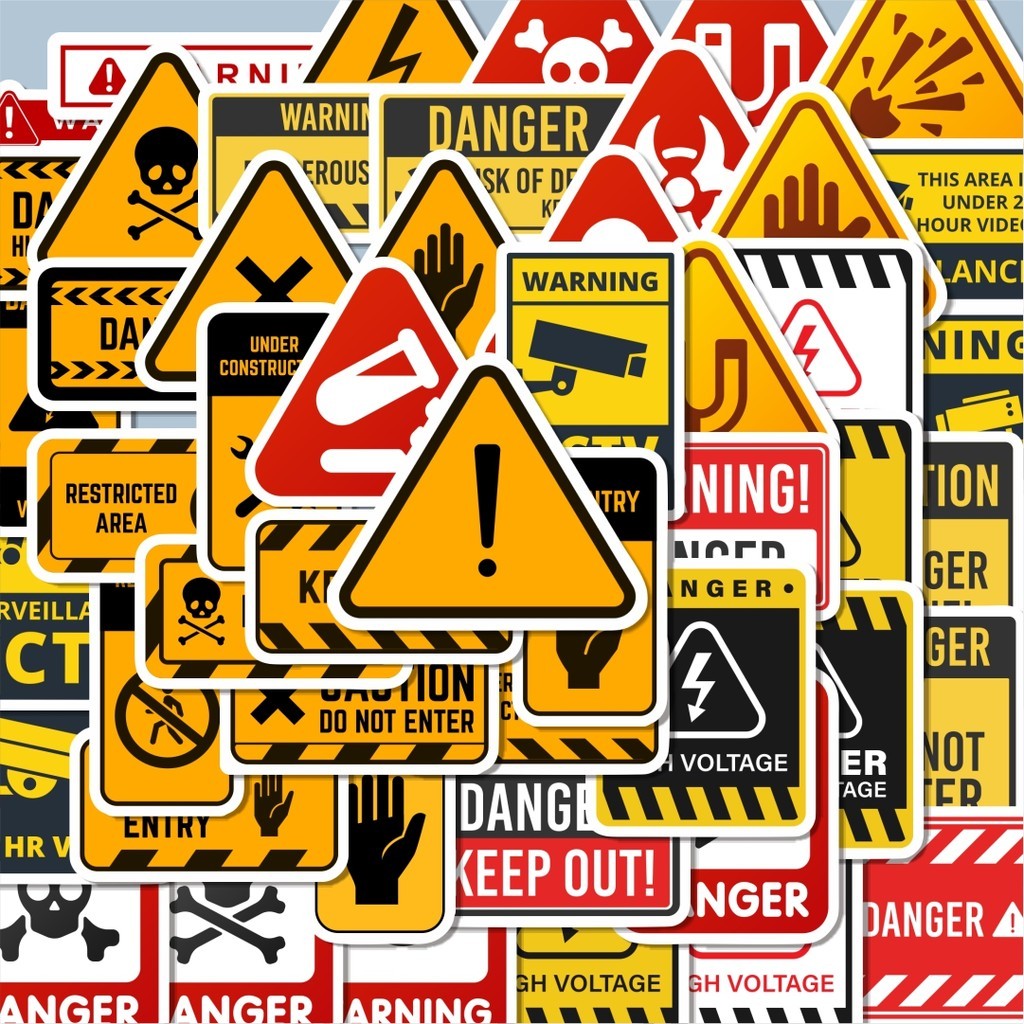 

100PCS Lucu Stiker Warning Icons [Ikon Peringatan] Stiker Aesthetic Stiker Anti Air Stikers Berperekat Waterproof sticker decal buat Motor Helm Buku Journal Koper Casing HP Laptop Botol Minum Hadiah anak