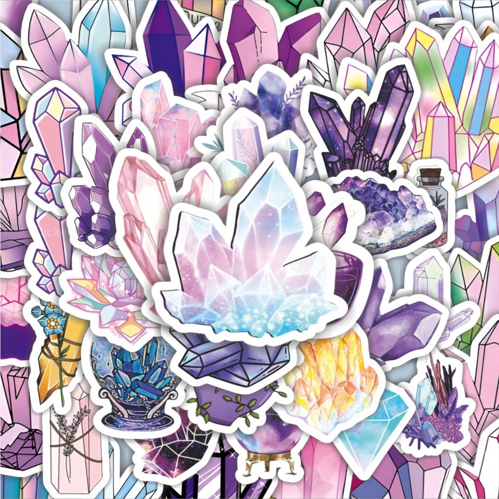 

100PCS Lucu Stiker Crystal Graffiti Stiker Aesthetic Stiker Anti Air Stikers Berperekat Waterproof sticker decal buat Motor Helm Buku Journal Koper Casing HP Laptop Botol Minum Hadiah anak