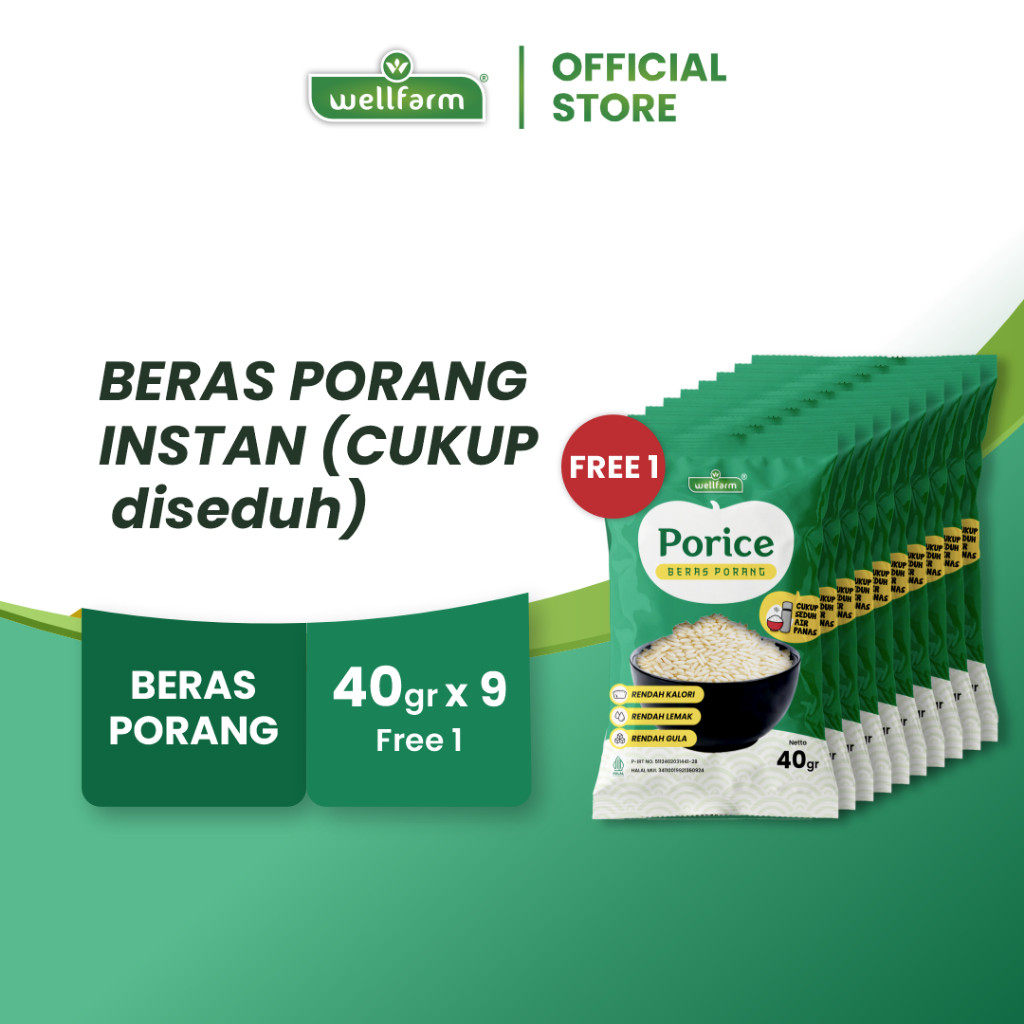 

Porice Beras Porang Sachet, Beras Instan Sehat Untuk Diet & Diabetes - Spesial Bundle 9Pcs + Free 1