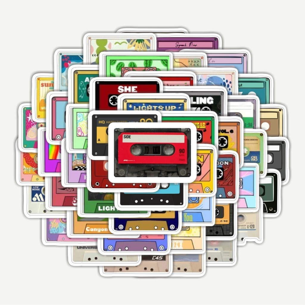 

Sticker Pack Stiker Cassette Tape (Kaset Audio) | Sticker TUMBLR | Stiker LAPTOP KOPER HELM
