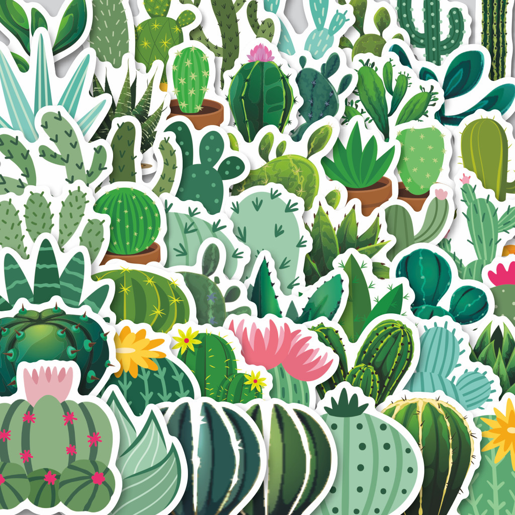 

Stiker Cutting Pack Stiker Tanaman Kaktus Hijau Isi 100Pcs Series Aesthetic Lucu Keren Untuk Koper Bahan Vynil