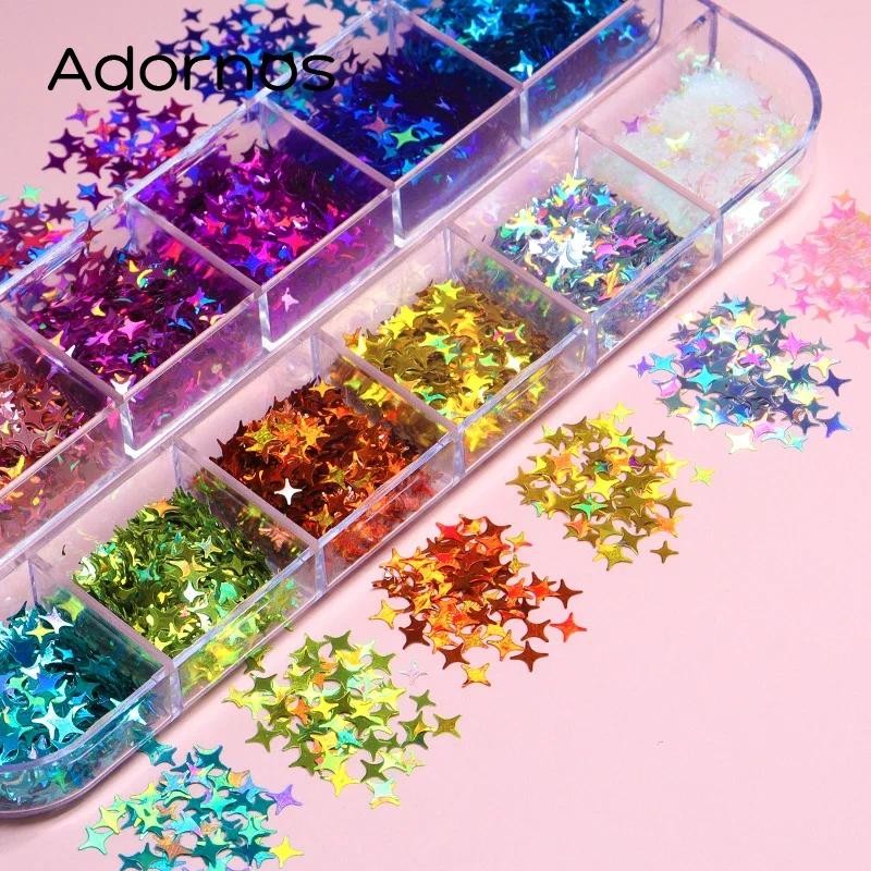 

UV Resin Filler Holographic Star Sequins Resin Art Decoration Laser Four-pointed Stars Glitter Flakes Crafts Jewelry Accessories