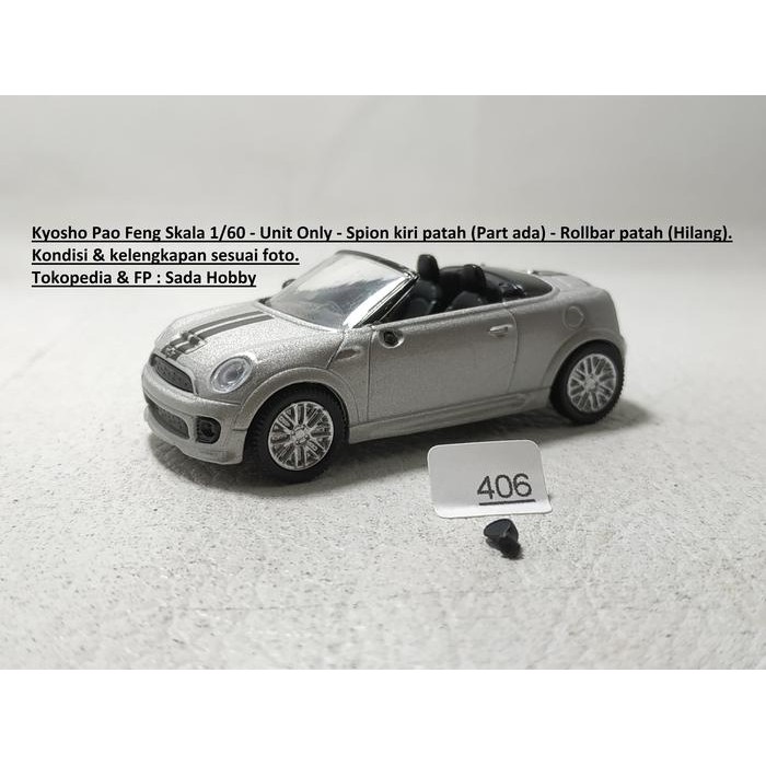 IP3... Diecast Kyosho Pao Feng 1/60 Mini JCW Roadster Silver Unit Only Minus 2ND