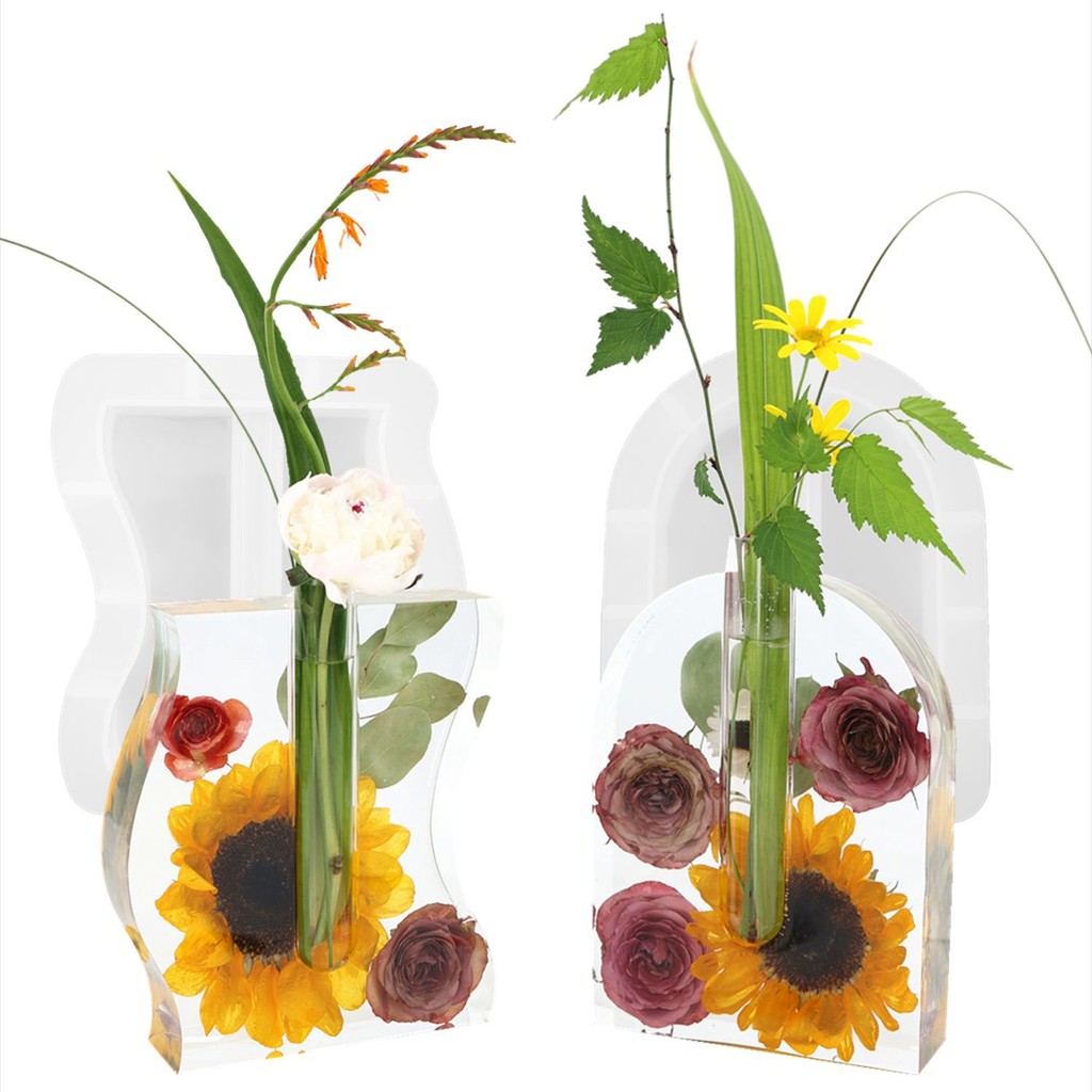 

DIY Crystal Epoxy Resin Wavy Arch Shaped Test Tube Flower Plant Culture Silicone Mold Home Decoration Mirror Vase Molds