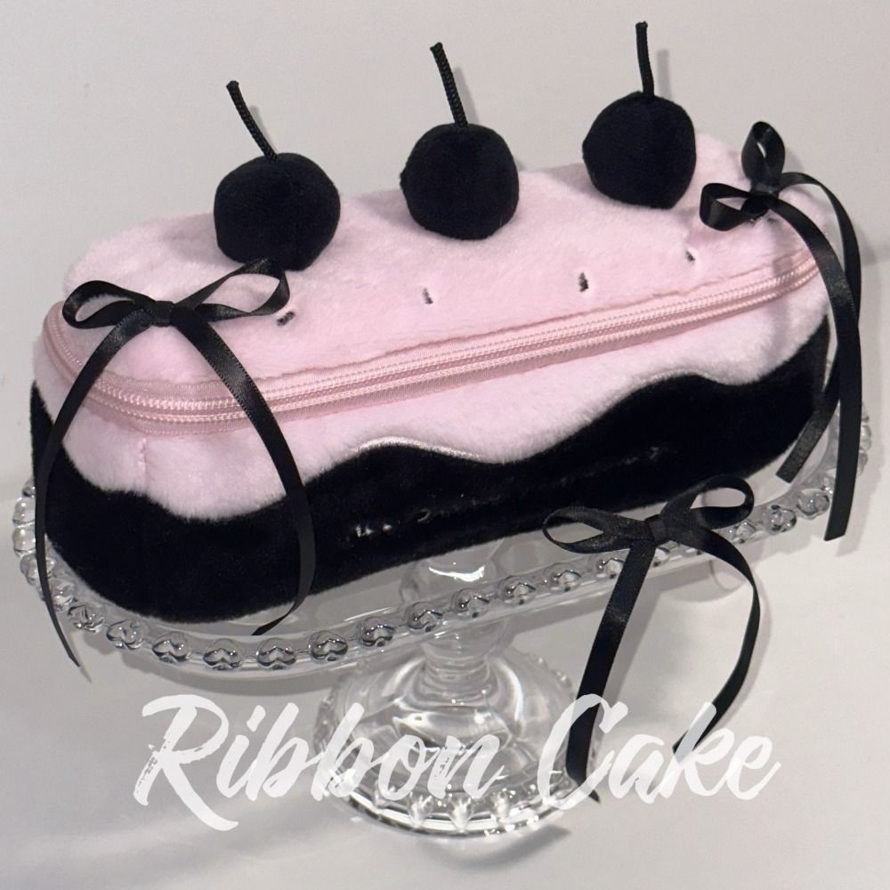 

New Plush Pen Bag Cherry Cake Large Capacity Pencil Case Multifunction Portable Stationery Bag School Office