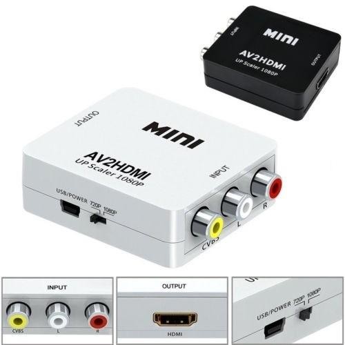 Konverter AV RCA to HDMI AV2HDMI Adapter Converter DVR CCTV TV Monitor