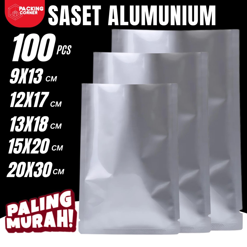 100 PCS Plastik Sachet Alumunium Foil Kemasan Saset Makanan Saos Bumbu Non Ziplock Sealer Metalized