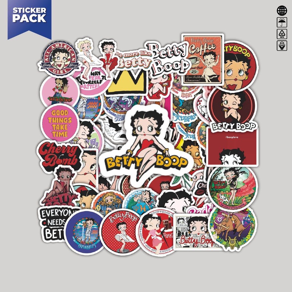 

[100PCS]Stiker Pack Stiker Kartun Betty Aesthetic Vinyl Anti Air Dekorasi Sticker Laptop Buku Journal Koper Helm Casing HP Gitar Helm Skateboard