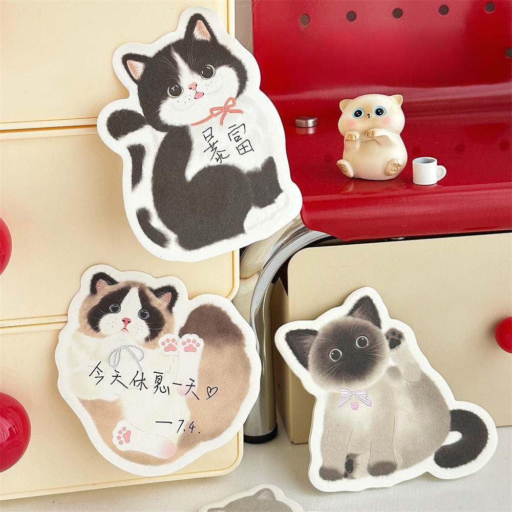 

1 Piece Lytwtw's Adhesive Kawaii Cartoon Animals Cat Sticky Notes Notepad Memo Pad Office School Supplies Stationery Sticker
