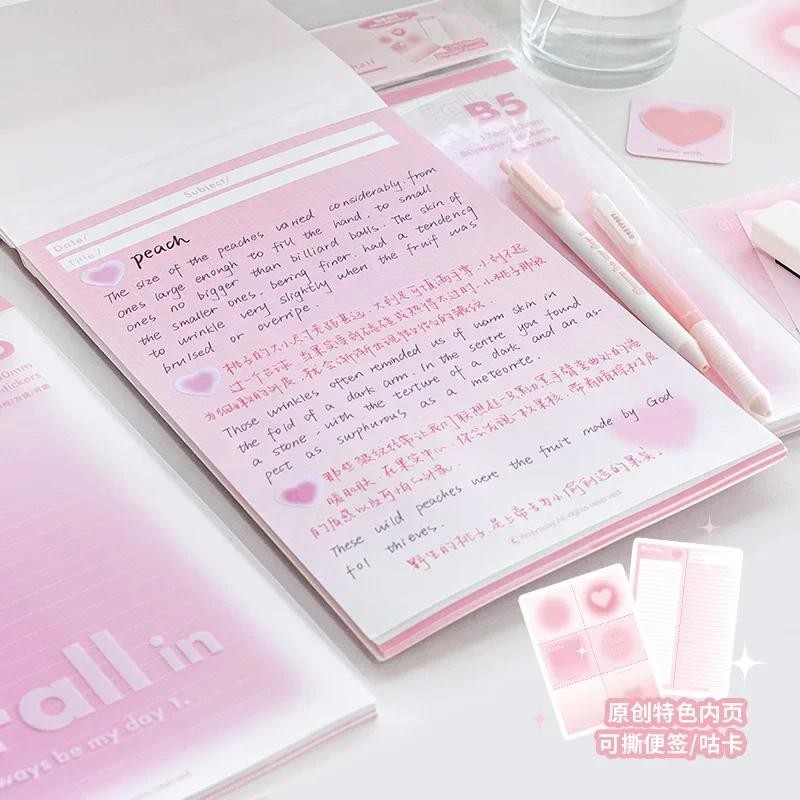 

80 Sheets B5 Transparent Cover Gradient Color Memo Note Diary University Notebook for Office School Korean Stationery